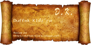 Duffek Klára névjegykártya